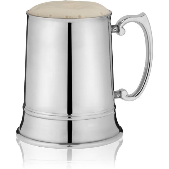 Stainless Steel Beer Stein, Double-Walled Mug with Handle, Drinking Glass for Lagers, Pilsners, Craft Beers, Birthday Gifts for Men, Beer Lovers, Game Night, Home Bar, 16 oz, Set of 1