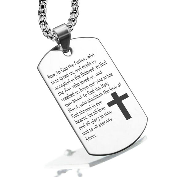 Stainless Steel Beloved Prayer Dog Tag Pendant Necklace