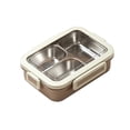 thumbnail image 1 of Stainless Steel Bento Box - 24 oz Leakproof Lunch Box with 3 Compartments, 304 Stainless Steel Lunch Box, Dishwasher Safe, Suitable for Office, Outside - Brown, 1 of 6