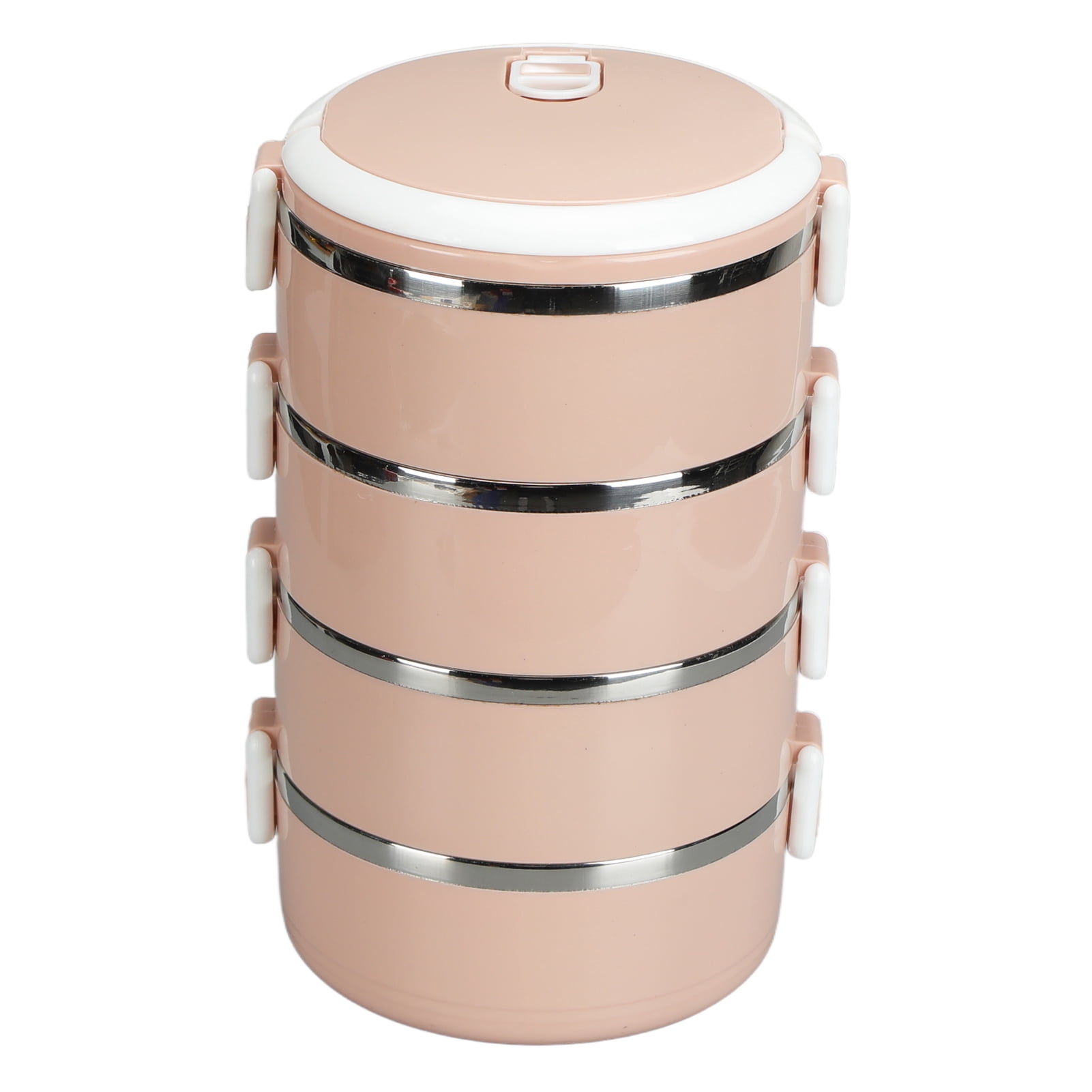 Stainless Steel Bento Box ,Adult Lunch Box Set, Portable Insulated Lunch Containers StackableLeakproof Food Container for Adults Office Outdoor[Four Layers Nordic Pink]