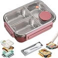 thumbnail image 1 of Stainless Steel Bento Box Lunch Box Metal Food Storage Container with Removable Dividers, Portable & Leak-Proof Meal Prep Container, 1 of 8