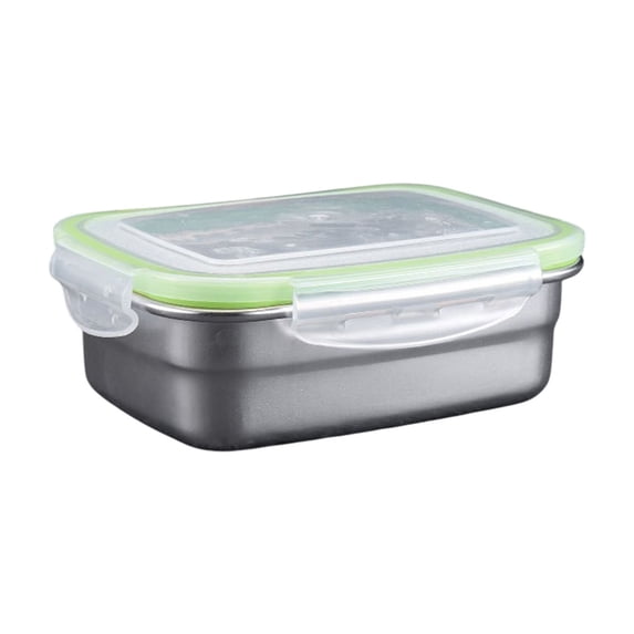 304 Stainless Steel Refrigerator Sealed Pyxis L Size, Rectangular Bento Pyxis Lunch Pyxis With Lid Organizer