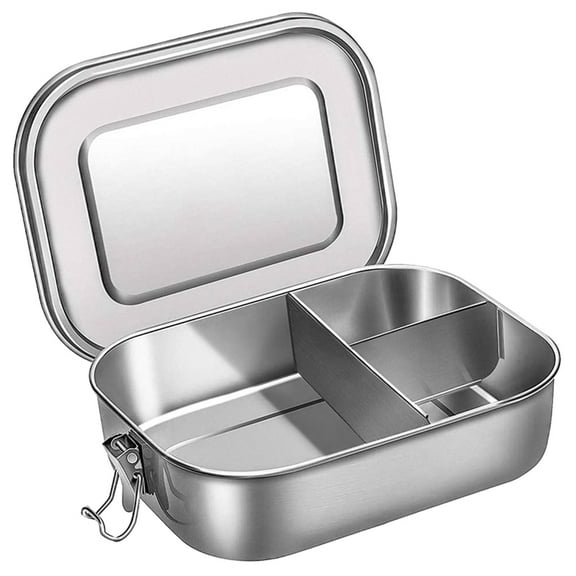 Stainless Steel Bento Box Lunch Container,3-Compartment Bento Lunch Box for Sandwich and Two Sides