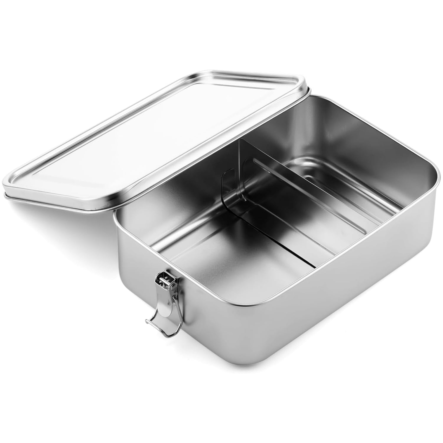 Stainless Steel Bento Box Metal Bento Lunch Box with 1 Removable Divider Leak-Proof Lunch Container Lunch Food Container with Lids and Locking Clips for Camping Picnic Travel Work,40oz/1200ml,1 Pc