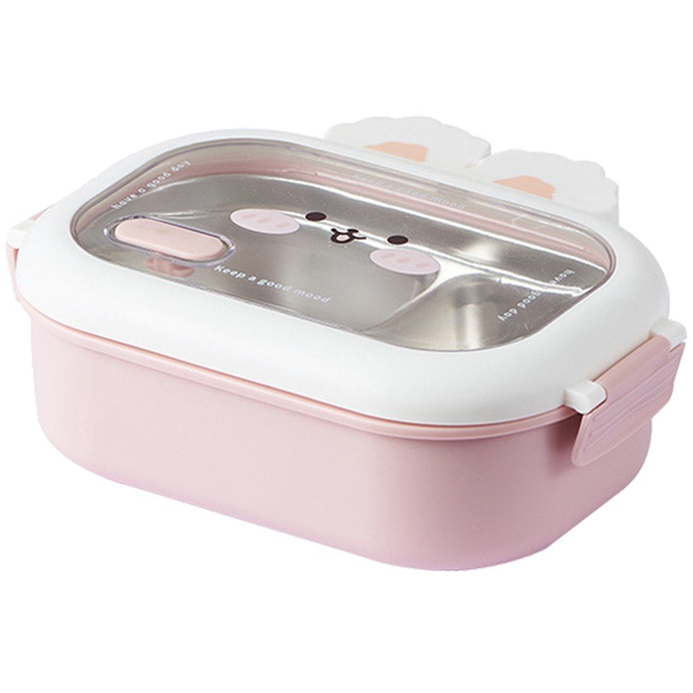 Stainless Steel Bento Box with Compartments Cute Bunny Lunch Box for Office Outdoor Camping Picnic