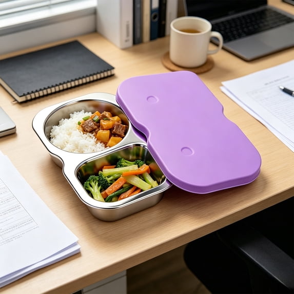 Stainless Steel Bento Box with Silicone Leak Proof Lid Reusable Lunch ...