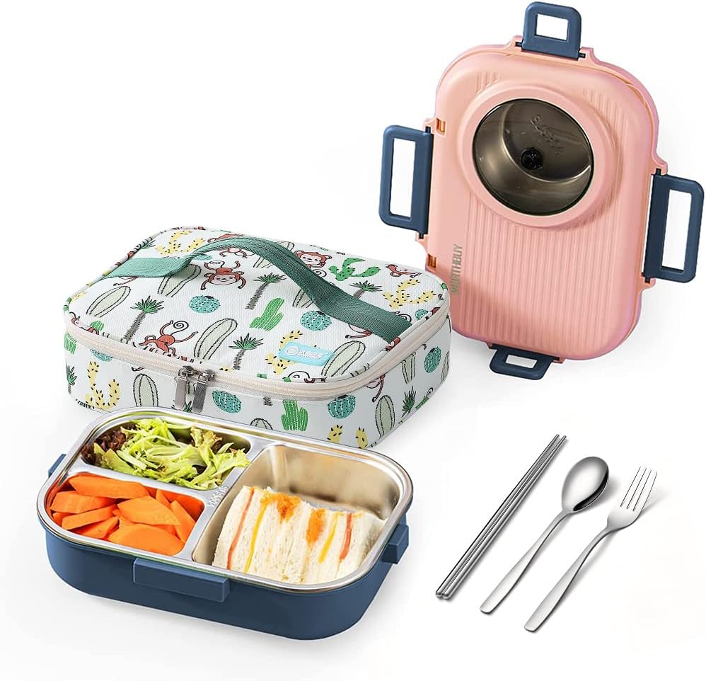 Stainless Steel Bento Lunch Box for Adults 30oz Container with Utensil and Bag
