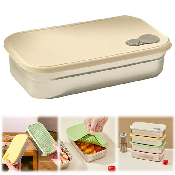 Stainless Steel Bento Lunch Box with Phone Stand + Leakproof Snack Containers Portable Food Storage Meal Prep Box Reusable Lunch Container Beige 1PC