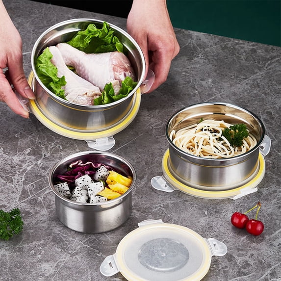 Stainless Steel Bento Lunch Box with Sealed Lid – 304 Food Storage Container for Refrigerator, Stackable and Durable Organizer