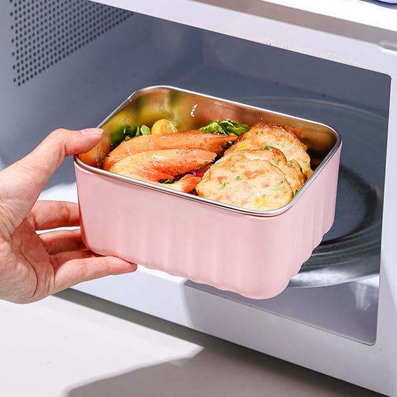 Stainless Steel Bento Lunch Boxes, 5.3 Inch Metal Meal Prep Containers with Utensils, Thermal Insulation Food Storage Bins for Adults Office Commute Spring Picnic