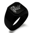 thumbnail image 1 of Tioneer Stainless Steel Berserk Rhino Engraved Square Flat Top Biker Style Polished Ring, 1 of 1