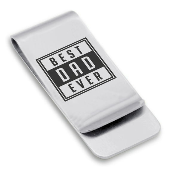 Stainless Steel Best Dad Ever Classic Slim Money Clip Credit Card Holder