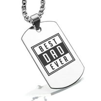 Stainless Steel Best Dad Ever Dog Tag Pendant Necklace
