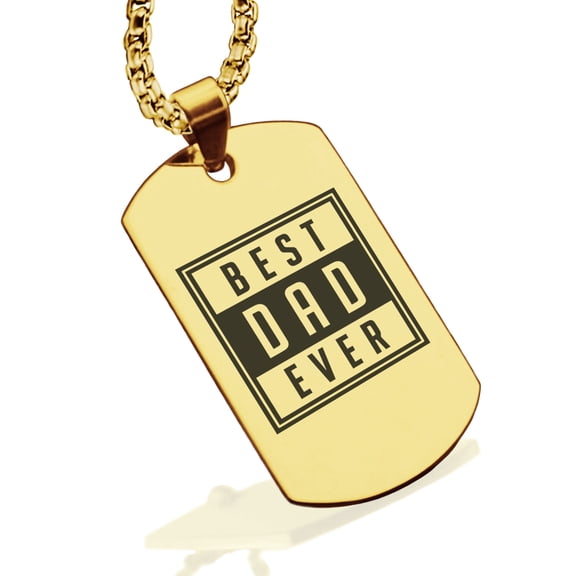 Stainless Steel Best Dad Ever Dog Tag Pendant Necklace