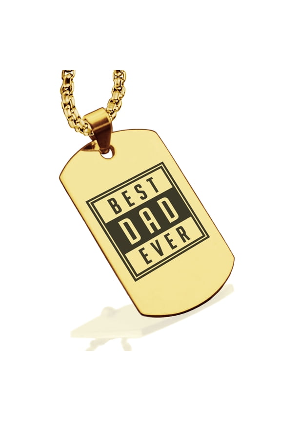 Stainless Steel Best Dad Ever Dog Tag Pendant Necklace