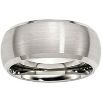 Stainless Steel Beveled Edge 10mm Brushed and Polished Band, Available in Multiple Sizes