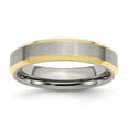 thumbnail image 1 of Stainless Steel Beveled Edge 5mm Brushed and Polished Gold-Flashed Band Ring - 2.5 Grams - Size 6, 1 of 2
