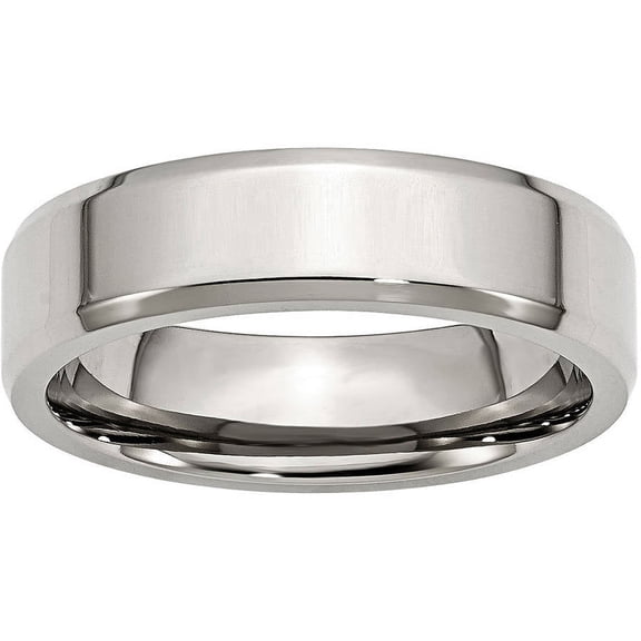 Stainless Steel Beveled Edge 6mm Polished Band, Available in Multiple Sizes