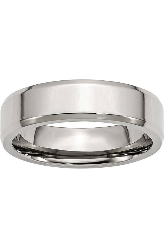 Stainless Steel Beveled Edge 6mm Polished Band, Available in Multiple Sizes