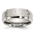 thumbnail image 1 of Stainless Steel Beveled Edge 8mm Hammered and Polished Band Ring - Size 10, 1 of 2