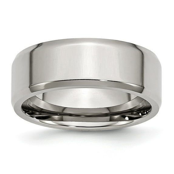 Stainless Steel Beveled Edge 8mm Polished Band - Size 11.5