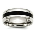 thumbnail image 1 of Stainless Steel Beveled Edge Black Enameled 8mm Polished Band Ring Size 12.5 Ring for Women and Men, 1 of 2