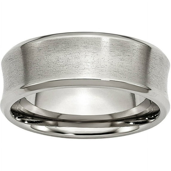 Stainless Steel Beveled Edge Concave 8mm Brushed Band