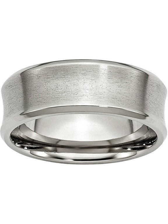 Stainless Steel Beveled Edge Concave 8mm Brushed Band