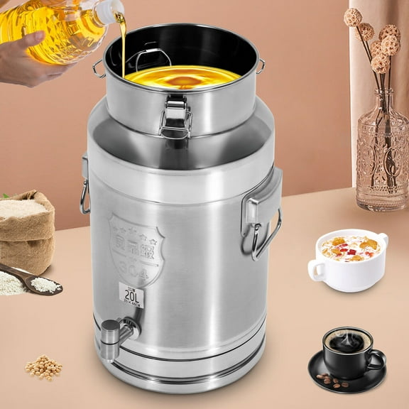 Stainless Steel Beverage Dispenser with a Spigot 20L/5.28 Gallon Milk Can