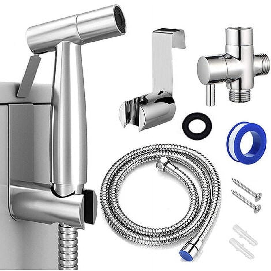 Stainless Steel Bidet Hand Shower Toilet Sprayer - with 3-Way Valve perfect for Personal Hygiene, Cleaning Care--