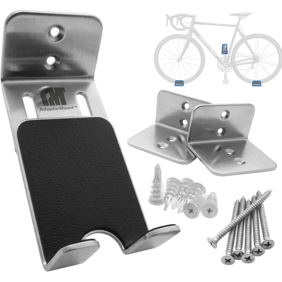 Stainless Steel Bike Pedal Wall Mount Rack  Adjustable Bicycle Storage Hook with Tire Support Holders  Horizontal Bike Hanger for Garage, Apartment, Indoor and Outdoor Use