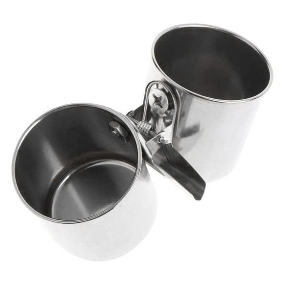 Stainless Steel Bird Cage Feeder Bowls | Double Cup Clip-On Food & Water Dishes for Parrots, Conures, Lovebirds | 1-Piece Set