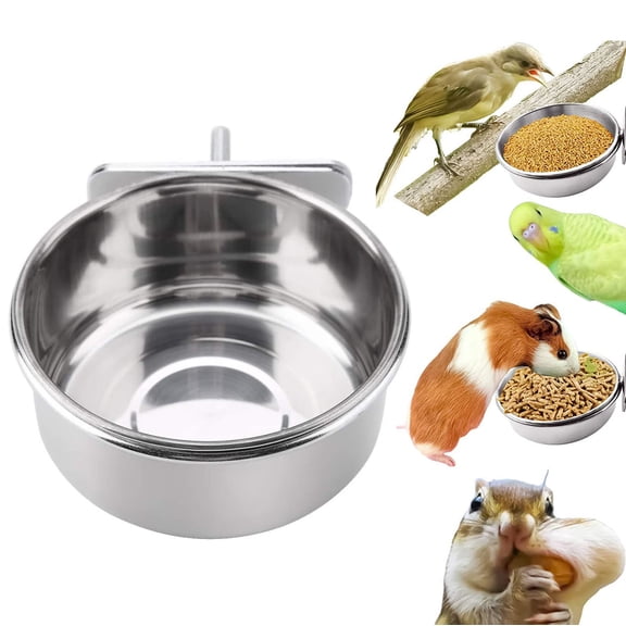 Stainless Steel Bird Feeder, Food Cup, Water Cup for Parrots, Birds, Gnawing Activity, 10cm, 1 Pc