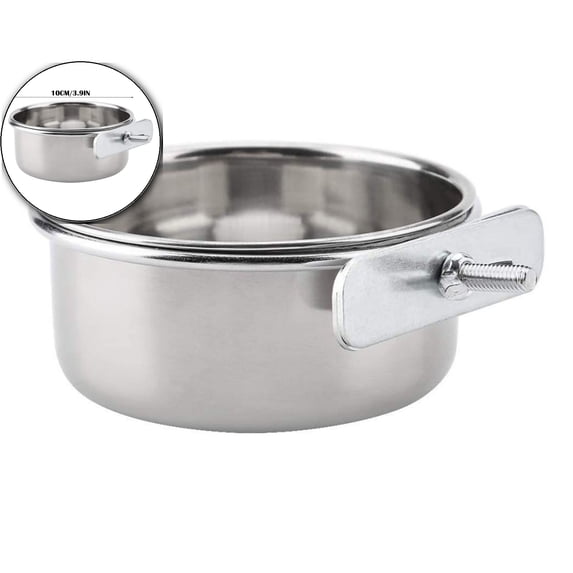 Stainless Steel Bird Feeding Bowls, Small Bird Feeding Cup, Stainless Steel Parrot Food Bowl Cage with Holder, Parrot Cage Water Feeder, Pet Cage Cup Holder