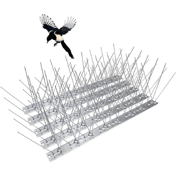 Stainless Steel Bird Spikes 5 Pack for Pigeons Squirrels Cat, Bird Spikes Outdoor Garden-Cover 4 feet Keep Cat Away for Fence Roof Window