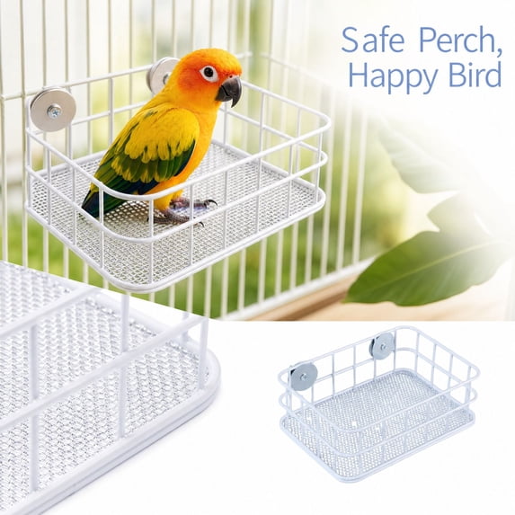 Stainless Steel Bird Stand Platform with Mesh Support Parrot Nesting Rack Perch for Cockatiels Parakeets Small Pet Bird Cage Accessories
