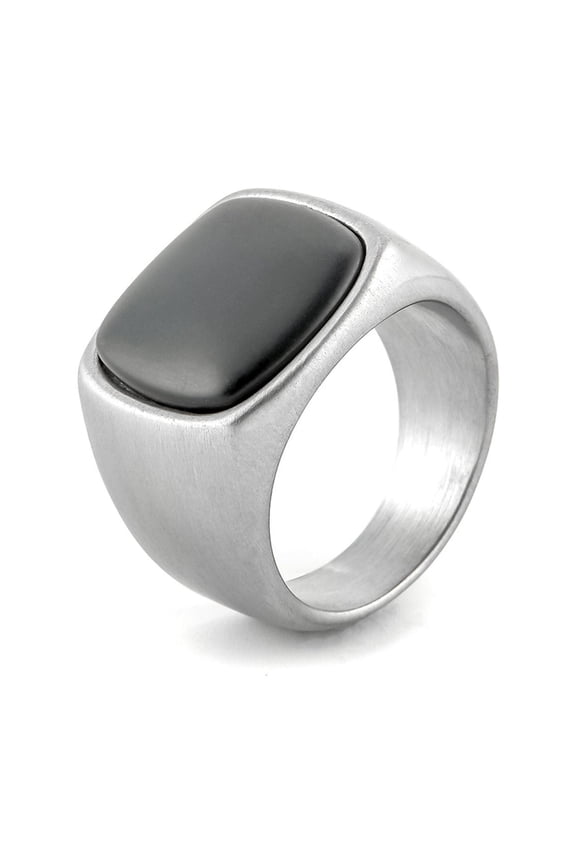 Stainless Steel Black Agate Casting Ring