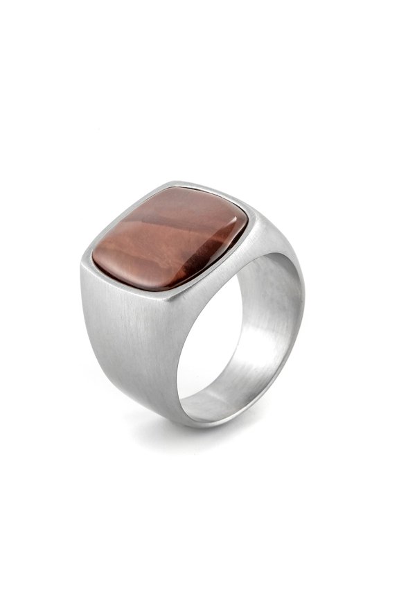 Stainless Steel Black Agate Casting Ring