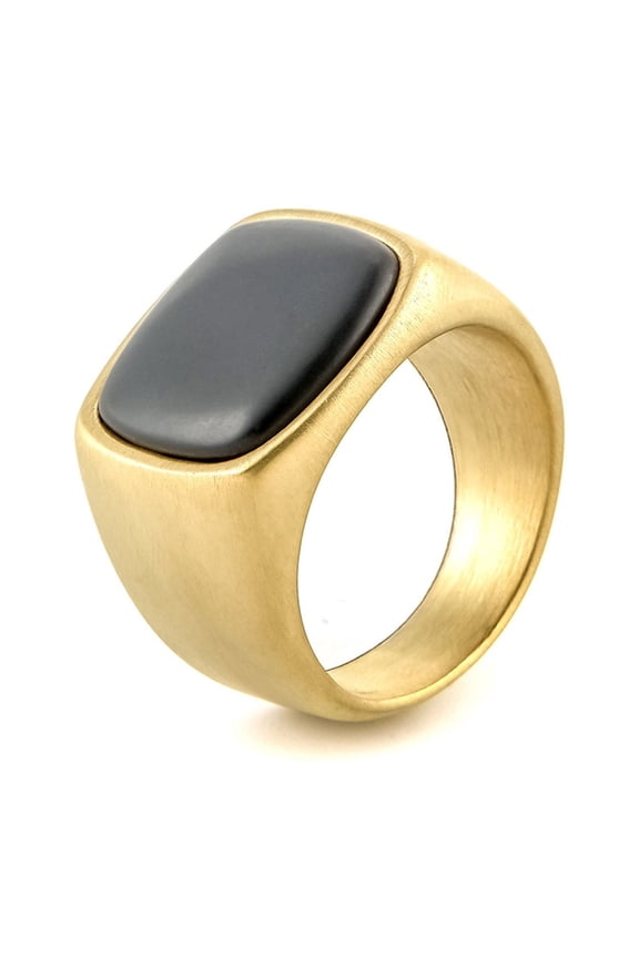 Stainless Steel Black Agate Casting Ring