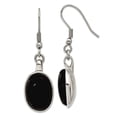 thumbnail image 1 of Stainless Steel Dangle Polished Shepherd hook Black Agate Earrings 38x11mm Wide -  Jewelry Gift for Mom, 1 of 2