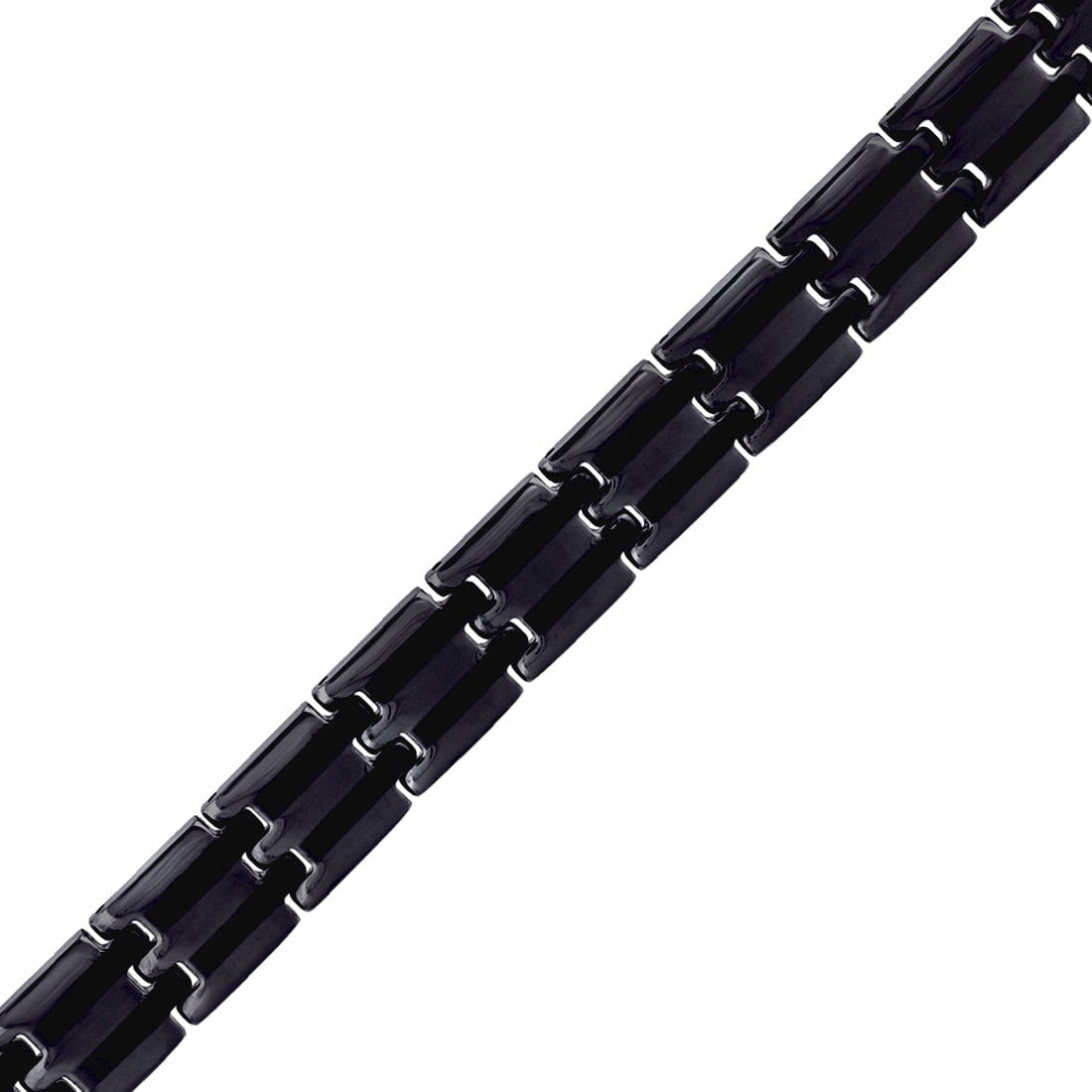 Stainless Steel Black Brushed Center Mens 8.5 Inch Bracelet Link Bracelet for Men