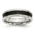 thumbnail image 1 of Stainless Steel Black Carbon Fiber 6mm Polished Band Ring - Size 8.5, 1 of 2
