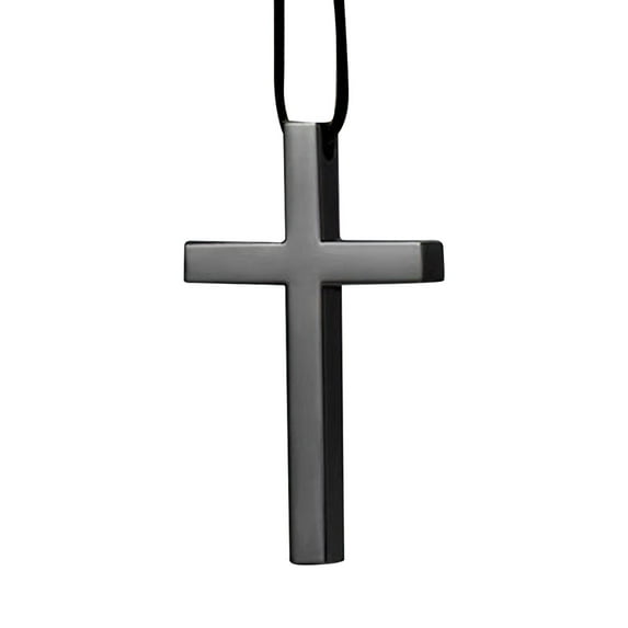 Stainless Steel Black Cross Pendant Necklace for Men and Women, Religious Jewelry, Unisex Faith Symbol Gift