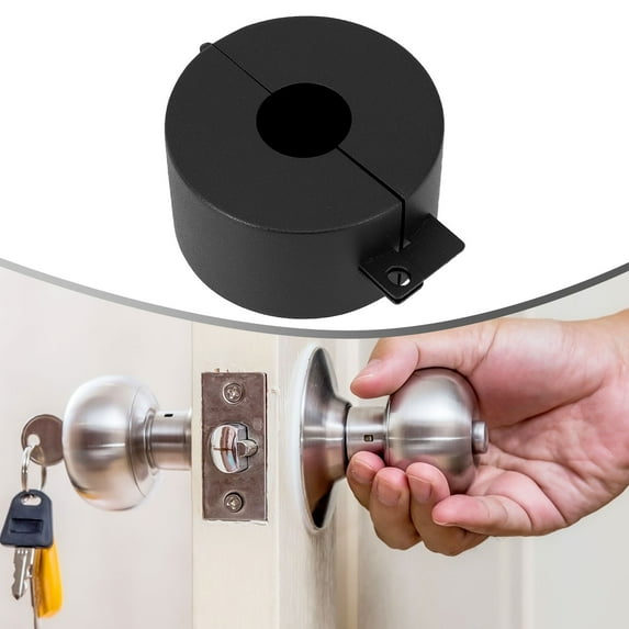 Stainless Steel Black Door Knob Lock Cover Prevent Unauthorized Access