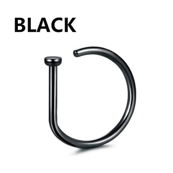 Stainless Steel Black Fake Nose Hoop Punk Clip On No Piercing Body Jewelry