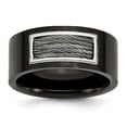 thumbnail image 1 of Stainless Steel Black IP- Plated with Wire Inlay Ring Size: 9; for Adults and Teens; for Women and Men, 1 of 7