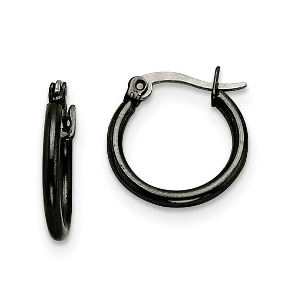 Stainless Steel Black IP plated 15.5mm Hoop Earrings