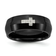UNBRANDED Stainless Steel Black IP-plated w/Diamond Cross Ring