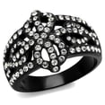 thumbnail image 1 of Stainless Steel Black Ion Plated Bow Design Crystal Fashion Ring Women's Size 6, 1 of 4