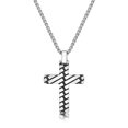 thumbnail image 1 of Stainless Steel Black Ion Plated Cross Pendant - 24 Inch Round Box Chain, 1 of 7